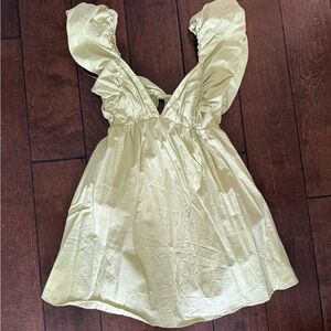 Elegant Ruffled Mini Dress in Light Green